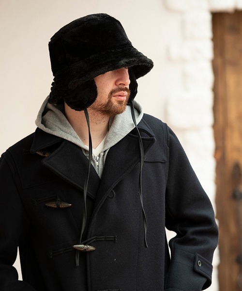 Mighty Shine（マイティシャイン）の「【Mighty shine】FUR EARFLAP BUCKET HAT/【マイティーシャイン】ファー イヤーフラップ バケット ハット オーバーライド（ハット・メンズ・ホワイト/ライトグレー/ブラック/ベージュ/ブラウン・MEDIUM/LARGE）」の3枚目の写真