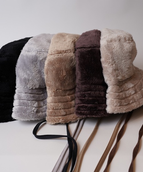 Mighty Shine（マイティシャイン）の「【Mighty shine】FUR EARFLAP BUCKET HAT/【マイティーシャイン】ファー イヤーフラップ バケット ハット オーバーライド（ハット・メンズ・ホワイト/ライトグレー/ブラック/ベージュ/ブラウン・MEDIUM/LARGE）」の9枚目の写真
