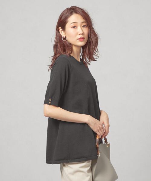 THE STATION STORE（ザ ステーション ストア）の「＜closet story＞□CSC ソデボタン Aライン ニット -手洗い可能-（ニット/セーター・レディース・ブラック/ライム・FREE）」の2枚目の写真