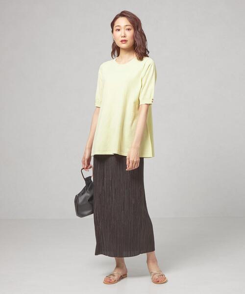 THE STATION STORE（ザ ステーション ストア）の「＜closet story＞□CSC ソデボタン Aライン ニット -手洗い可能-（ニット/セーター・レディース・ブラック/ライム・FREE）」の9枚目の写真