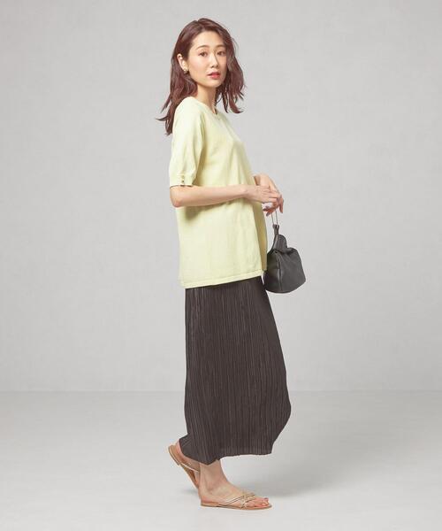 THE STATION STORE（ザ ステーション ストア）の「＜closet story＞□CSC ソデボタン Aライン ニット -手洗い可能-（ニット/セーター・レディース・ブラック/ライム・FREE）」の10枚目の写真