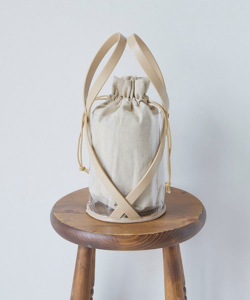 LIPSTAR（リップスター）の「フェイクレザーハンドル巾着付きクリアミニバッグ（ハンドバッグ・レディース・キャメル/ベージュ/ブラック・FREE）」の9枚目の写真