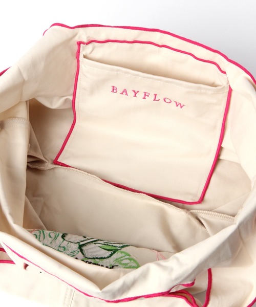 BAYFLOW(ベイフロー)の「エンブロイダリーエコバック(ドラムバッグ・レディース・ピンク/イエロー/ブルー/グリーン・FREE)」の5枚目の写真