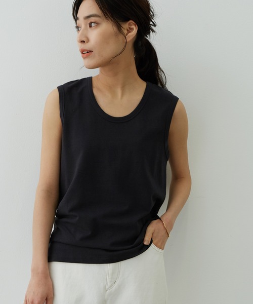 SALON adam et rope'（サロン アダム エ ロペ）の「ドライタッチ2WAYノースリーブプルオーバー（Tシャツ/カットソー・レディース・チャコールグレー/カーキ/ホワイト・FREE）」の3枚目の写真