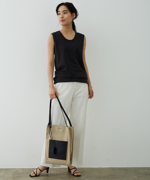 SALON adam et rope'（サロン アダム エ ロペ）の「ドライタッチ2WAYノースリーブプルオーバー（Tシャツ/カットソー・レディース・チャコールグレー/カーキ/ホワイト・FREE）」の20枚目の写真