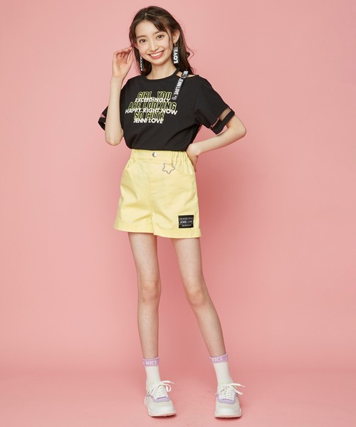 JENNI love（ジェニィラブ）の「チュール切替えワンショルＴシャツ（Tシャツ/カットソー・キッズ・ブラック/ミント/ラベンダー・140cm/130cm/160cm/150cm）」の4枚目の写真