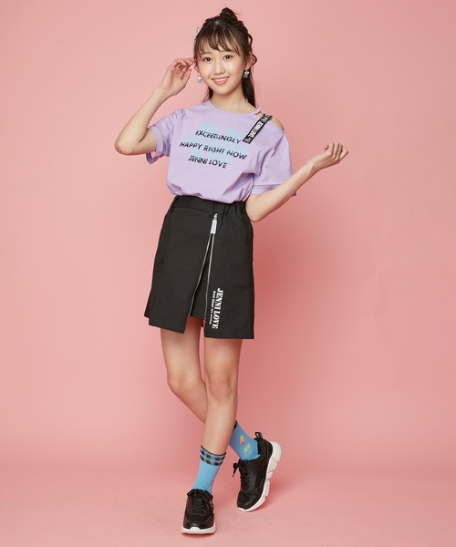JENNI love（ジェニィラブ）の「チュール切替えワンショルＴシャツ（Tシャツ/カットソー・キッズ・ブラック/ミント/ラベンダー・140cm/130cm/160cm/150cm）」の6枚目の写真
