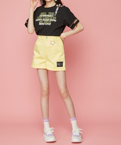 JENNI love（ジェニィラブ）の「チュール切替えワンショルＴシャツ（Tシャツ/カットソー・キッズ・ブラック/ミント/ラベンダー・140cm/130cm/160cm/150cm）」の19枚目の写真