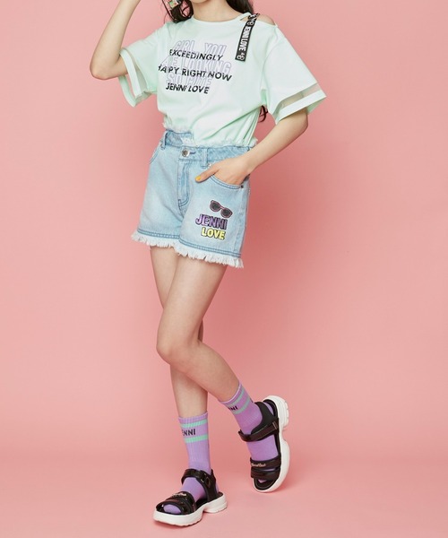 JENNI love（ジェニィラブ）の「チュール切替えワンショルＴシャツ（Tシャツ/カットソー・キッズ・ブラック/ミント/ラベンダー・140cm/130cm/160cm/150cm）」の18枚目の写真