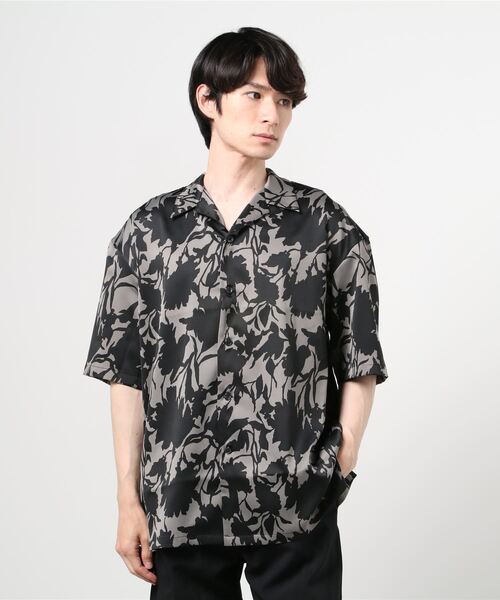 LUSOR（ルーソル）の「LUSOR（ルーソル）SHADOW FLOWER SS SH / フラワーシャツ（シャツ/ブラウス・メンズ・グレー/エメラルド・FREE）」の2枚目の写真