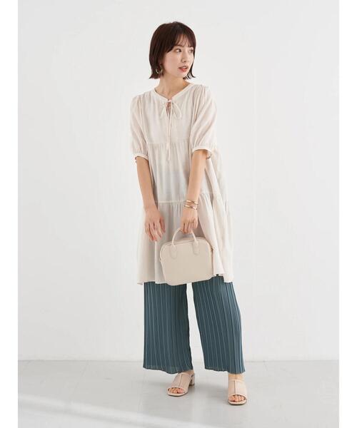 earth music&ecology（アースミュージックアンドエコロジー）の「ストレートプリーツパンツ ＊（その他パンツ・レディース・ブラック/グリーン/アイボリー/ラベンダー/その他14/グレイッシュベージュ・FREE）」の20枚目の写真