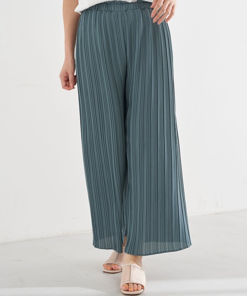 earth music&ecology（アースミュージックアンドエコロジー）の「ストレートプリーツパンツ ＊（その他パンツ・レディース・ブラック/グリーン/アイボリー/ラベンダー/その他14/グレイッシュベージュ・FREE）」の4枚目の写真