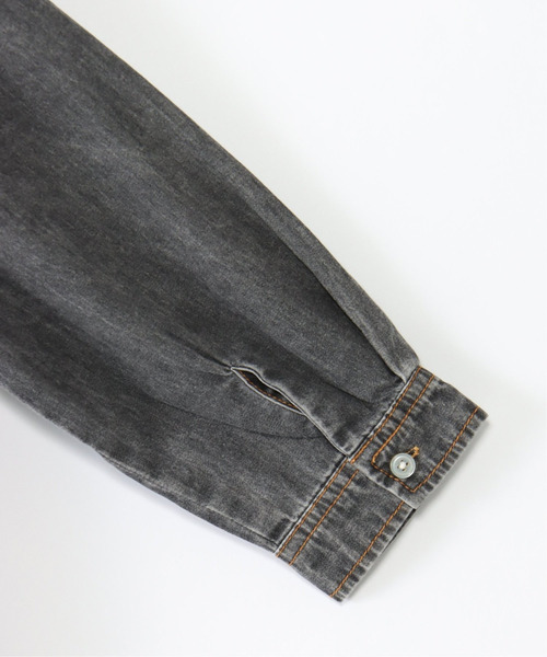 VENCEEXCHANGE（ヴァンスエクスチェンジ）の「デニムピンタックフリルシャツ（シャツ/ブラウス・レディース・ブルー/オフホワイト/ブラック・M）」の7枚目の写真