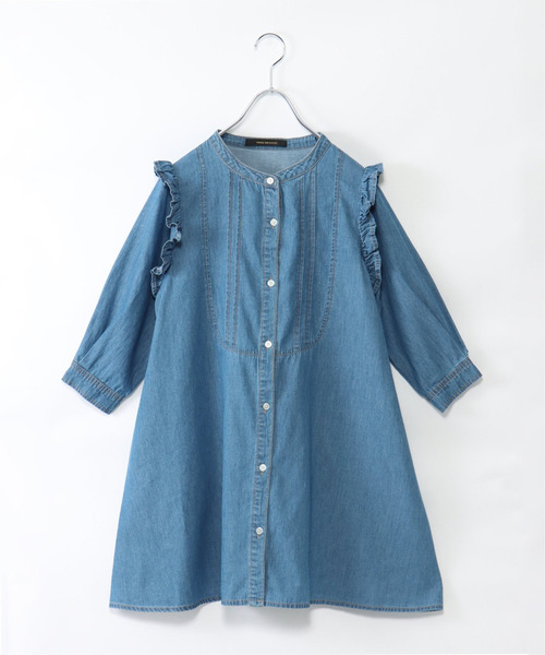 VENCEEXCHANGE（ヴァンスエクスチェンジ）の「デニムピンタックフリルシャツ（シャツ/ブラウス・レディース・ブルー/オフホワイト/ブラック・M）」の18枚目の写真