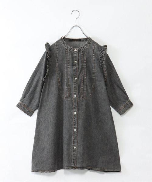 VENCEEXCHANGE（ヴァンスエクスチェンジ）の「デニムピンタックフリルシャツ（シャツ/ブラウス・レディース・ブルー/オフホワイト/ブラック・M）」の19枚目の写真