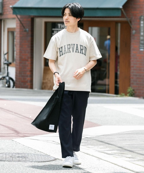 HARVARD（ハーバード）の「HARVARD ロゴプリントTシャツ（Tシャツ/カットソー・メンズ・ベージュ/ホワイト/ブラック・LARGE/MEDIUM）」の9枚目の写真