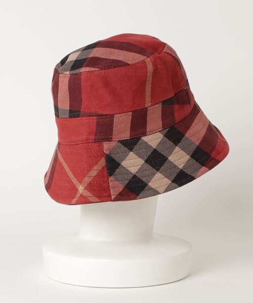 SFW（エスエフダブリュー）の「バケットハット　チェック柄帽子（ハット・レディース・ブラック/ネイビー/レッド・FREE）」の7枚目の写真