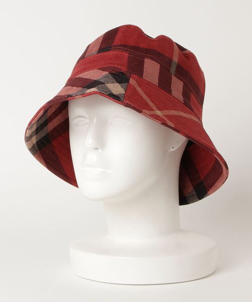 SFW（エスエフダブリュー）の「バケットハット　チェック柄帽子（ハット・レディース・ブラック/ネイビー/レッド・FREE）」の6枚目の写真