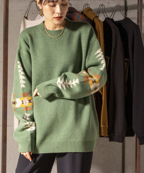 PENDLETON（ペンドルトン）の「【PENDLETON/ペンドルトン】クルーネック プルオーバー ニット 1475-6000（ニット/セーター・メンズ・ライトグリーン/キナリ/ブラック・MEDIUM/LARGE）」の6枚目の写真