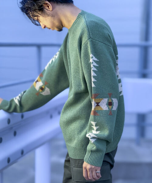 PENDLETON（ペンドルトン）の「【PENDLETON/ペンドルトン】クルーネック プルオーバー ニット 1475-6000（ニット/セーター・メンズ・ライトグリーン/キナリ/ブラック・MEDIUM/LARGE）」の8枚目の写真