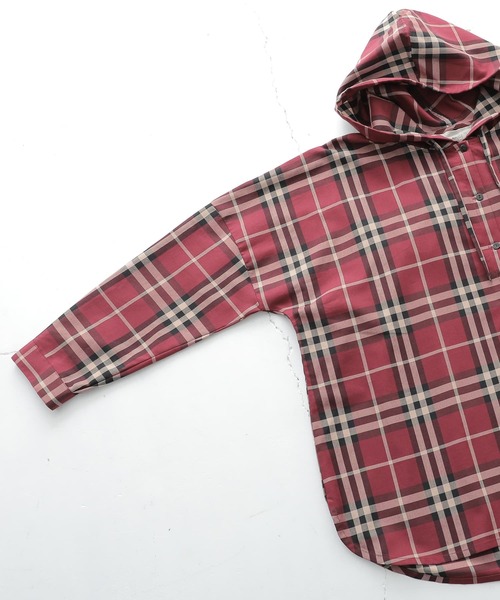 osharewalker（オシャレウォーカー）の「【廃盤】『チェック柄フーディーシャツ』（パーカー・レディース・ネイビー/レッド・FREE）」の12枚目の写真