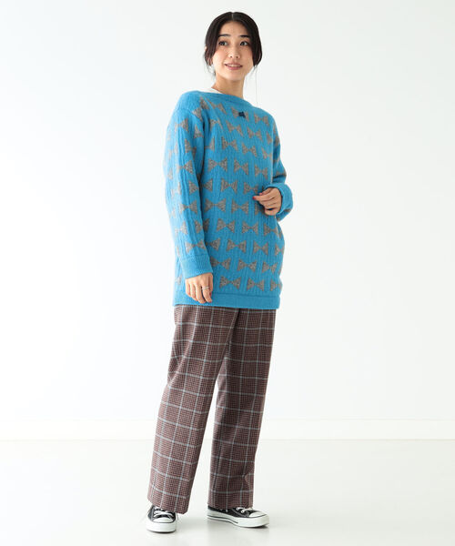 BEAMS BOY(ビームスボーイ)の「BEAMS BOY / 7ゲージ リボン ジャカード ニット(ニット/セーター・レディース・ブラック/サックスブルー・ONE SIZE)」の4枚目の写真