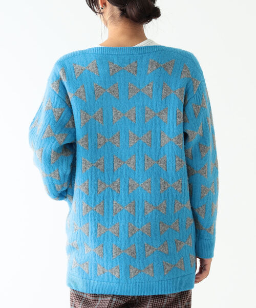 BEAMS BOY(ビームスボーイ)の「BEAMS BOY / 7ゲージ リボン ジャカード ニット(ニット/セーター・レディース・ブラック/サックスブルー・ONE SIZE)」の10枚目の写真
