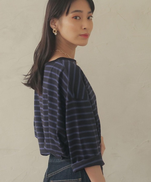 Green　Parks（グリーンパークス）の「ゆったりボーダープルオーバー＊（Tシャツ/カットソー・レディース・イエロー/ピンク/ブルー・FREE）」の2枚目の写真