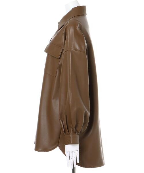 INGNI（イング）の「フェイクレザービッグジャケット(セットアップ対応)（ブルゾン・レディース・ブラック/ブラウン・M）」の4枚目の写真