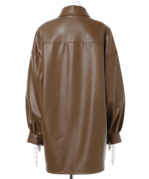 INGNI（イング）の「フェイクレザービッグジャケット(セットアップ対応)（ブルゾン・レディース・ブラック/ブラウン・M）」の8枚目の写真