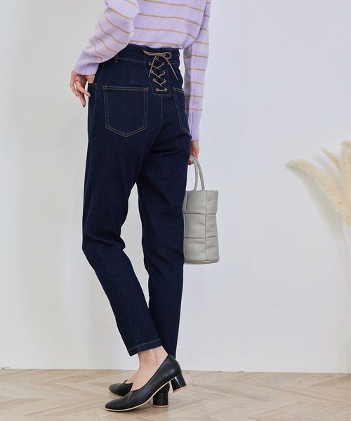 ROPE' PICNIC（ロペピクニック）の「デニムレースアップパンツ（デニムパンツ・レディース・ブラック/ネイビー/ダークブラウン・38/40/36）」の3枚目の写真