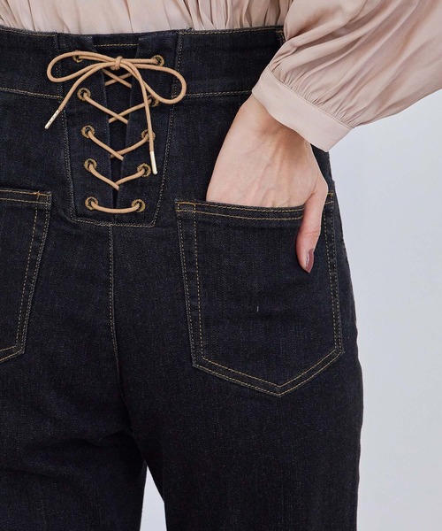 ROPE' PICNIC（ロペピクニック）の「デニムレースアップパンツ（デニムパンツ・レディース・ブラック/ネイビー/ダークブラウン・38/40/36）」の14枚目の写真