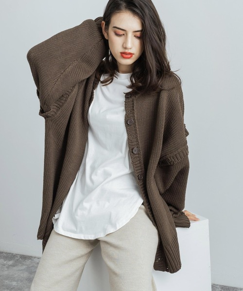 Rocky Monroe（ロッキーモンロー）の「ダメージ加工 ビッグシルエット マルチウェイニット ルーズカーディガン ベスト（カーディガン/ボレロ・メンズ・オフホワイト/ブルーグレー/ブラウン/ベージュ/ブラック・M/L）」の4枚目の写真