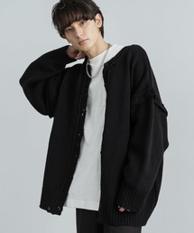 ダメージ加工 ビッグシルエット マルチウェイニット ルーズカーディガン ベスト