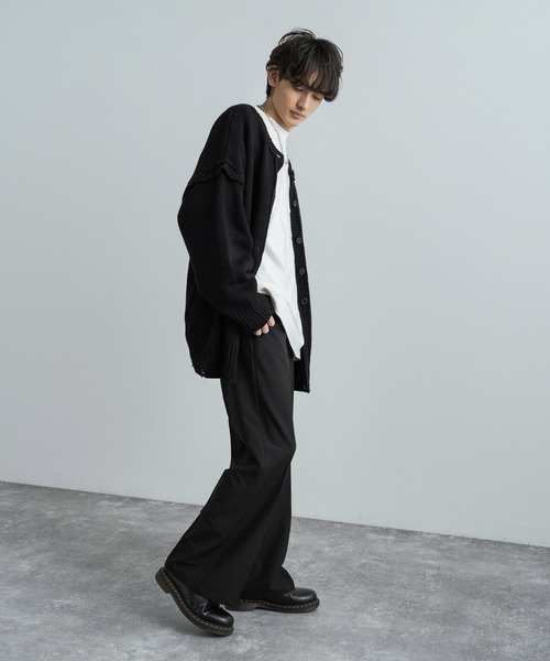 Rocky Monroe（ロッキーモンロー）の「ダメージ加工 ビッグシルエット マルチウェイニット ルーズカーディガン ベスト（カーディガン/ボレロ・メンズ・オフホワイト/ブルーグレー/ブラウン/ベージュ/ブラック・M/L）」の20枚目の写真