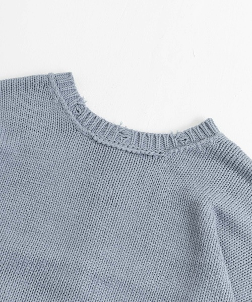 Rocky Monroe（ロッキーモンロー）の「ダメージ加工 ビッグシルエット マルチウェイニット ルーズカーディガン ベスト（カーディガン/ボレロ・メンズ・オフホワイト/ブルーグレー/ブラウン/ベージュ/ブラック・M/L）」の7枚目の写真