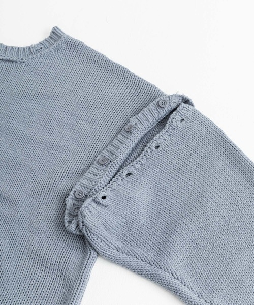 Rocky Monroe（ロッキーモンロー）の「ダメージ加工 ビッグシルエット マルチウェイニット ルーズカーディガン ベスト（カーディガン/ボレロ・メンズ・オフホワイト/ブルーグレー/ブラウン/ベージュ/ブラック・M/L）」の12枚目の写真