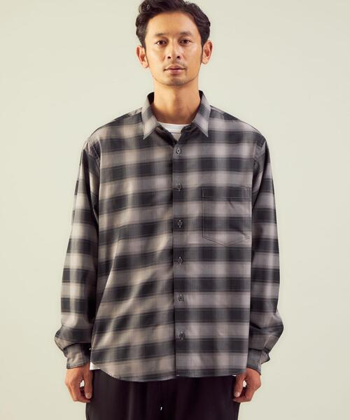 ZUCCa メンズ / TWストレッチチェック / シャツ グリーン ZUCCa ズッカ