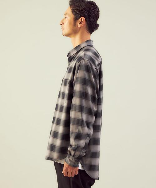 green label relaxing（グリーンレーベルリラクシング）の「ウォッシャブル ビエラ チェック ジャストルーズ シャツ -ストレッチ-（シャツ/ブラウス・メンズ・ブラック/モカ/ネイビー・L/M/S）」の8枚目の写真