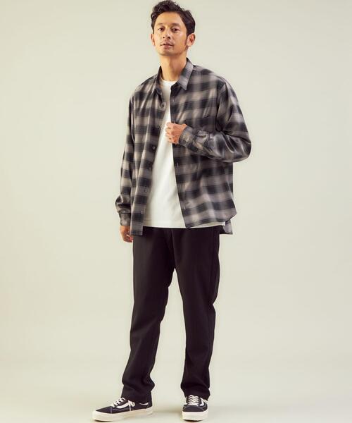 green label relaxing（グリーンレーベルリラクシング）の「ウォッシャブル ビエラ チェック ジャストルーズ シャツ -ストレッチ-（シャツ/ブラウス・メンズ・ブラック/モカ/ネイビー・L/M/S）」の7枚目の写真