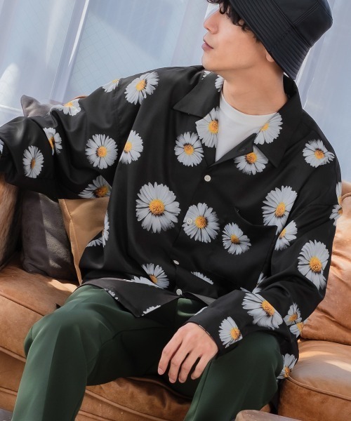 improves（インプローブス）の「総柄プリント 長袖 オープンカラーシャツ（シャツ/ブラウス・メンズ・ホワイト/ブラック/ブラウン/オフホワイト/サックスブルー/ブルー/ワイン・MEDIUM/LARGE）」の2枚目の写真