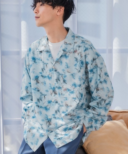improves（インプローブス）の「総柄プリント 長袖 オープンカラーシャツ（シャツ/ブラウス・メンズ・ホワイト/ブラック/ブラウン/オフホワイト/サックスブルー/ブルー/ワイン・MEDIUM/LARGE）」の5枚目の写真