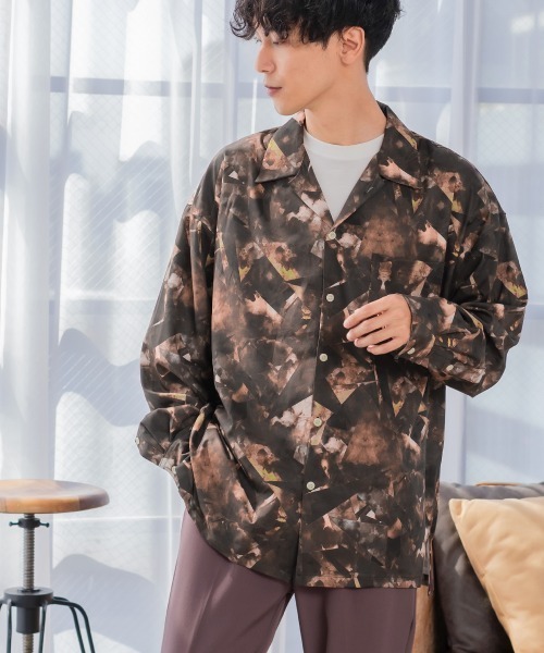 improves（インプローブス）の「総柄プリント 長袖 オープンカラーシャツ（シャツ/ブラウス・メンズ・ホワイト/ブラック/ブラウン/オフホワイト/サックスブルー/ブルー/ワイン・MEDIUM/LARGE）」の18枚目の写真