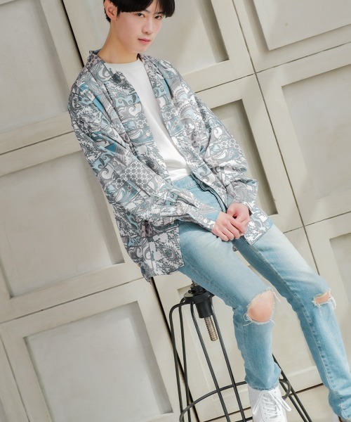 improves（インプローブス）の「総柄プリント 長袖 オープンカラーシャツ（シャツ/ブラウス・メンズ・ホワイト/ブラック/ブラウン/オフホワイト/サックスブルー/ブルー/ワイン・MEDIUM/LARGE）」の21枚目の写真