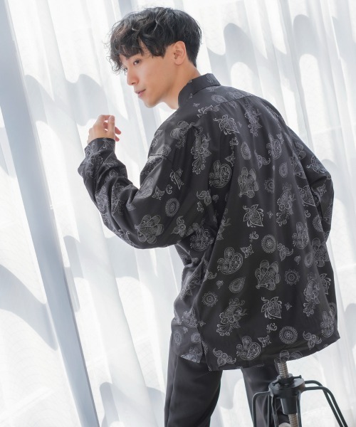 improves（インプローブス）の「総柄プリント 長袖 オープンカラーシャツ（シャツ/ブラウス・メンズ・ホワイト/ブラック/ブラウン/オフホワイト/サックスブルー/ブルー/ワイン・MEDIUM/LARGE）」の14枚目の写真