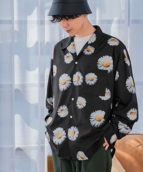 improves（インプローブス）の「総柄プリント 長袖 オープンカラーシャツ（シャツ/ブラウス・メンズ・ホワイト/ブラック/ブラウン/オフホワイト/サックスブルー/ブルー/ワイン・MEDIUM/LARGE）」の8枚目の写真