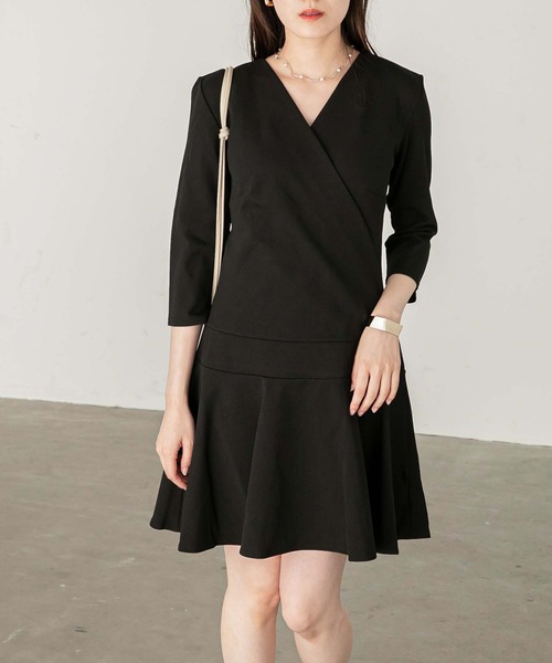 フランス製 ストレッチジャージ素材vネックフレアワンピ ワンピース Chaco Closet チャコ クローゼット のファッション通販 Zozotown