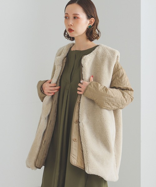 BEAMS HEART（ビームスハート）の「BEAMS HEART / ボアベスト付き キルティングブルゾン（ブルゾン・レディース・チャコールグレー/ベージュ・FREE）」の16枚目の写真