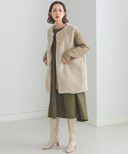 BEAMS HEART（ビームスハート）の「BEAMS HEART / ボアベスト付き キルティングブルゾン（ブルゾン・レディース・チャコールグレー/ベージュ・FREE）」の18枚目の写真