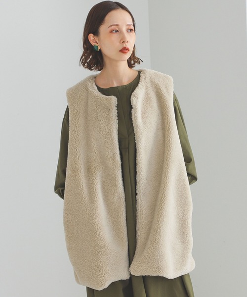 BEAMS HEART（ビームスハート）の「BEAMS HEART / ボアベスト付き キルティングブルゾン（ブルゾン・レディース・チャコールグレー/ベージュ・FREE）」の19枚目の写真